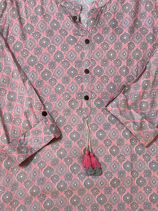 Baby Pink and Grey Rayon top