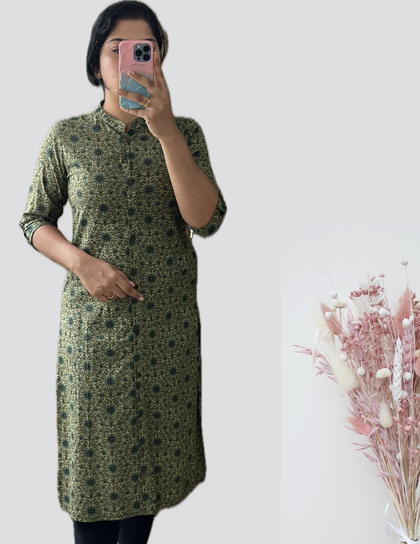 Green collar kurti