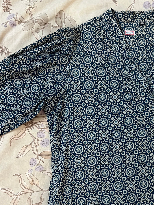 Blue floral puff sleeve kurti