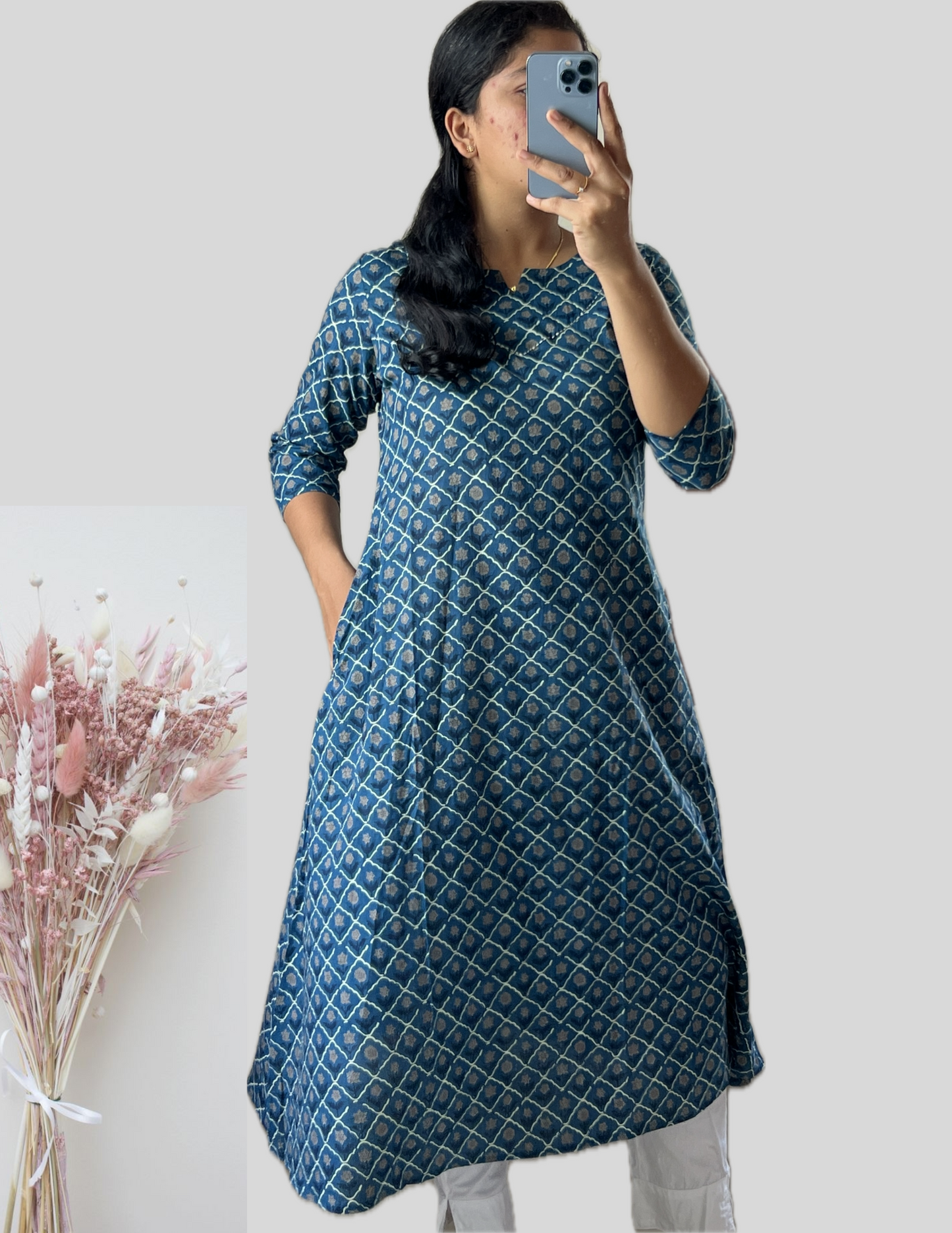 Indigo checked kurti