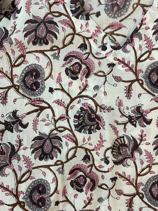 White block printed kurti