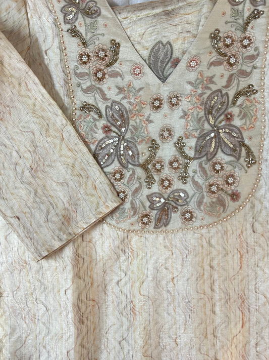 Offwhite silk suit set