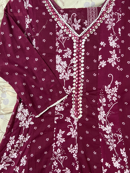 Wine Panel Anarkali Set