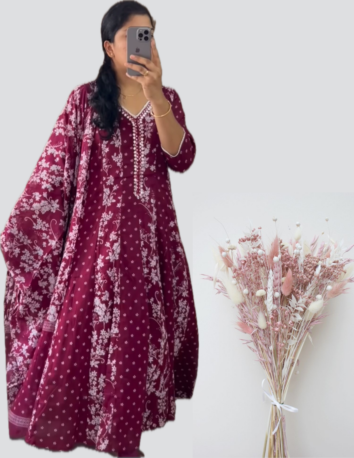 Wine Panel Anarkali Set