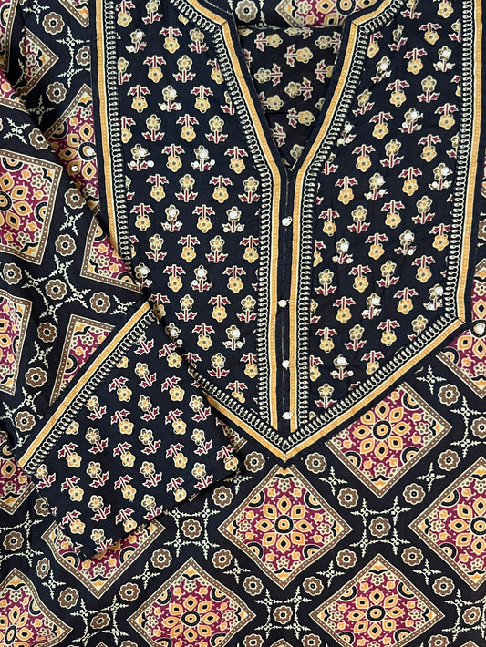 Black and Marigold print suit set
