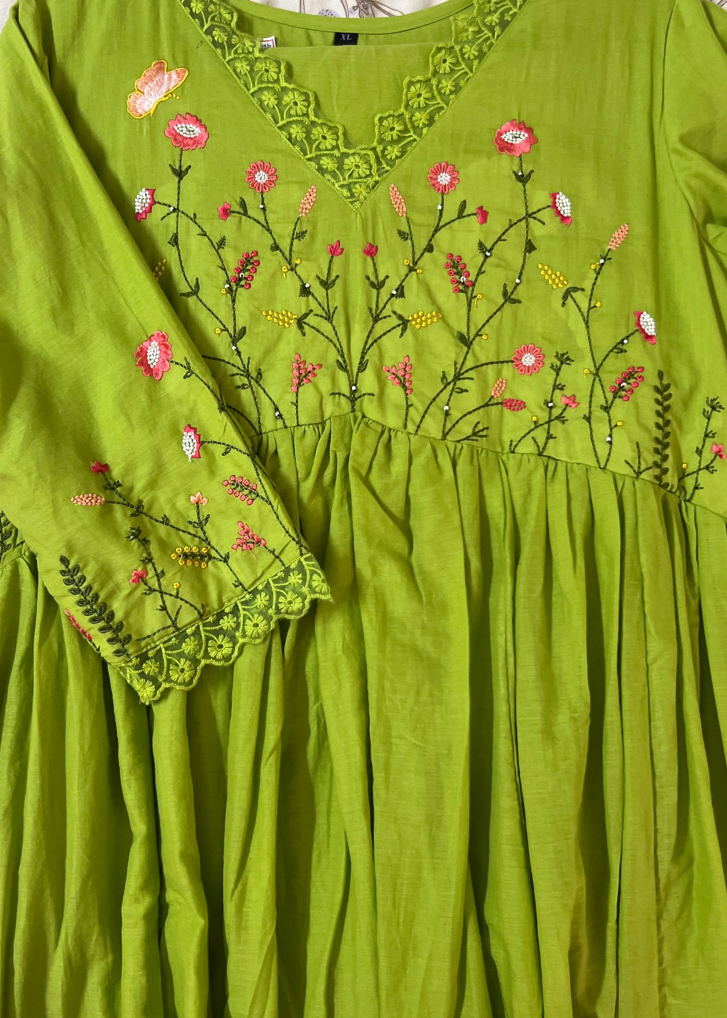 Parrot Green embroidered suit set