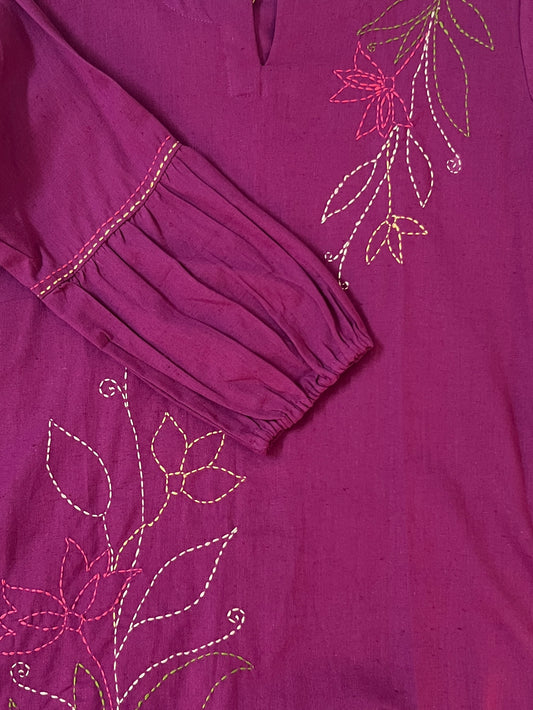 Maroon embroidered short top