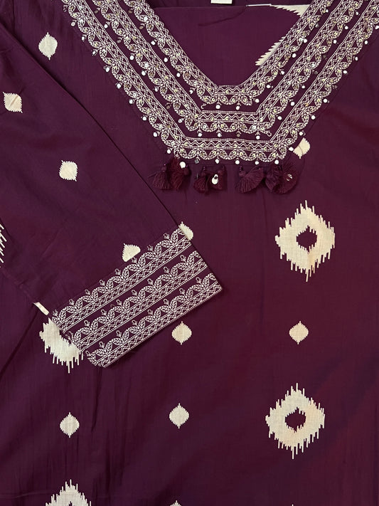 Wine ikat suit set