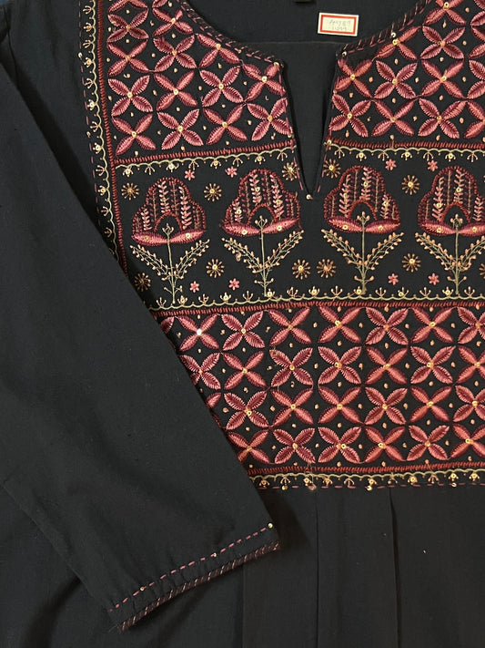 Blue Embroidered cord set