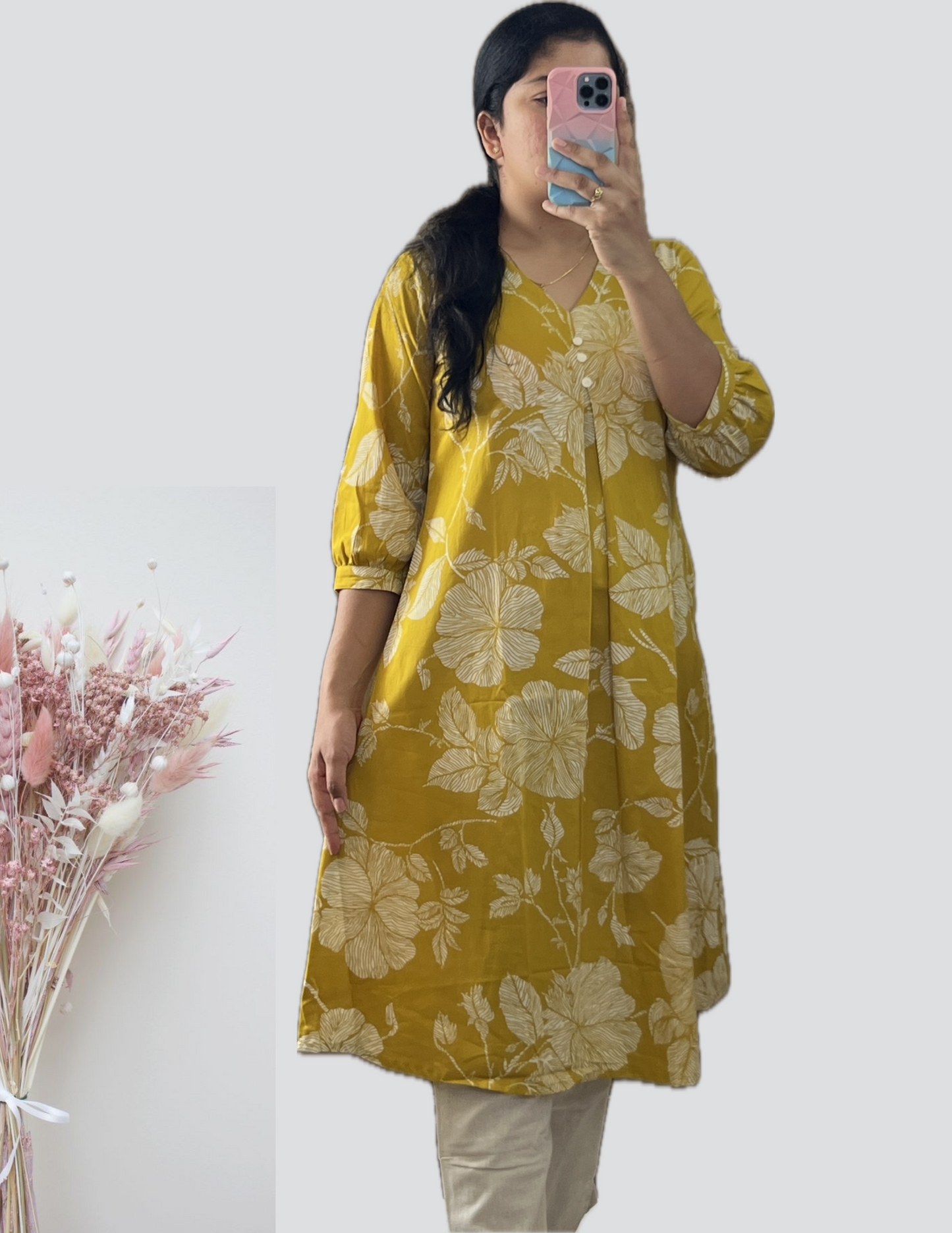 Yellow floral cord set
