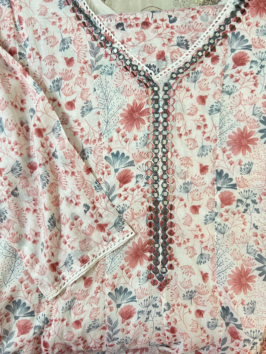 White Rose Anarkali Suit Set