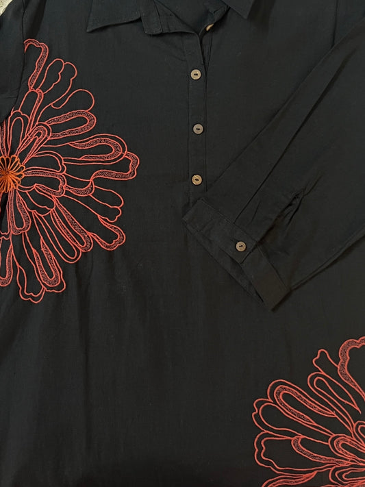 Black Embroidered cord set