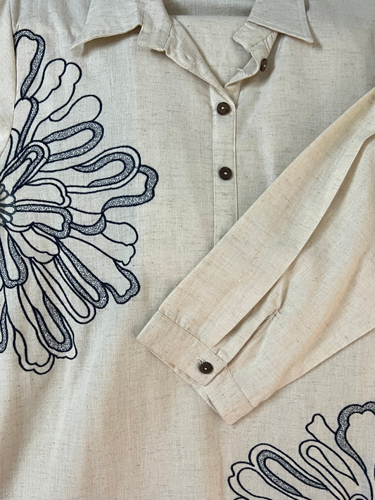 White Embroidered Cord Set