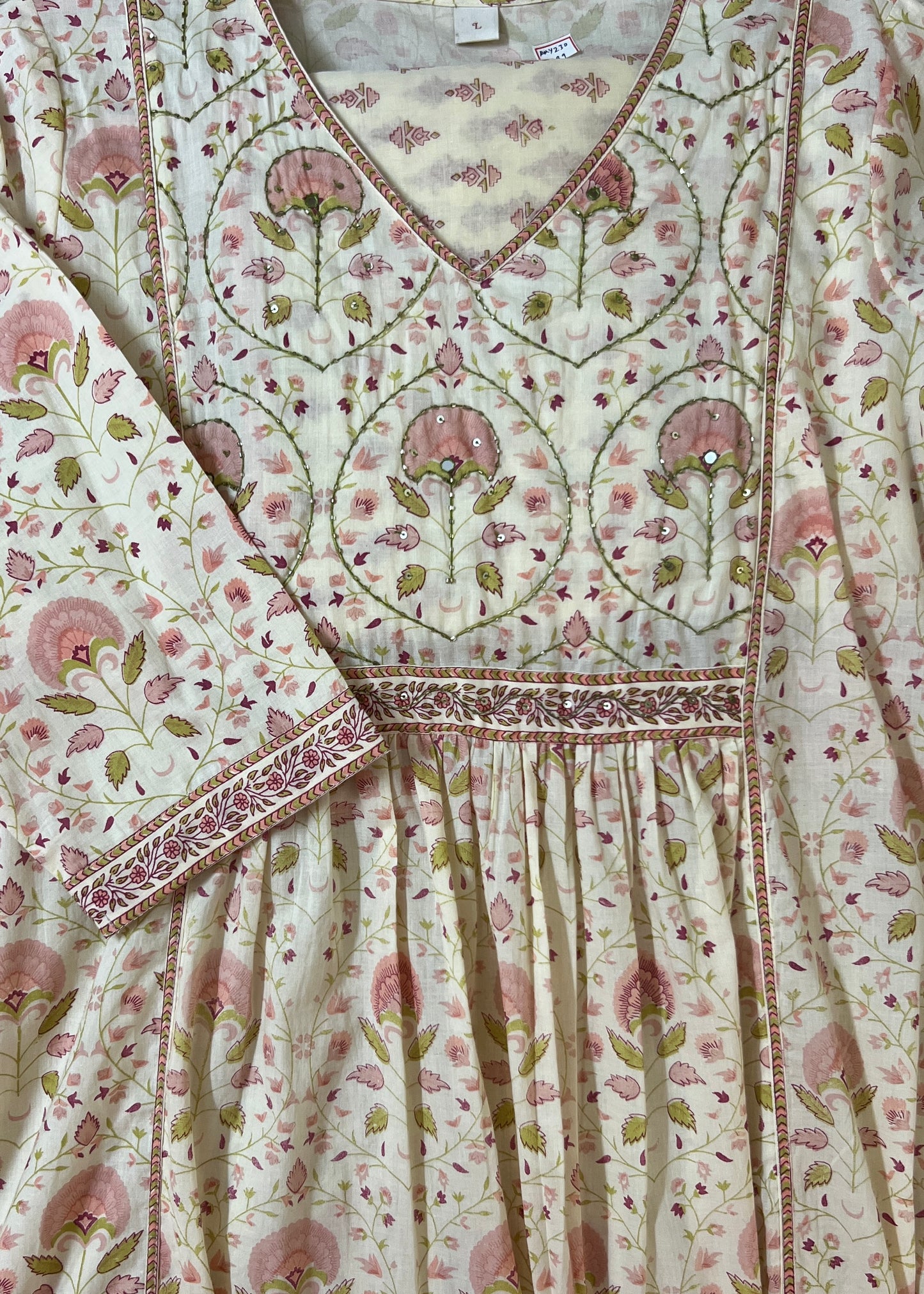 Peach mogra suit set