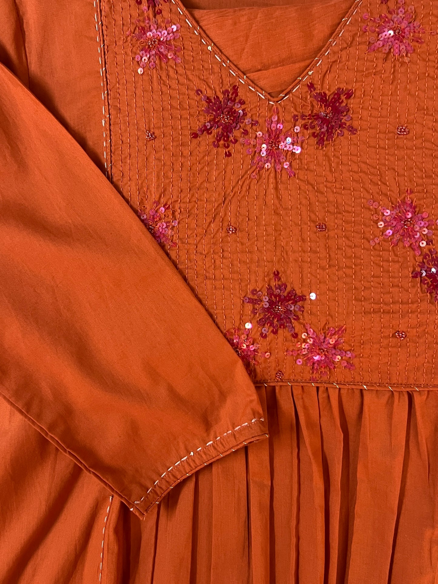 Orange embroidered suit set