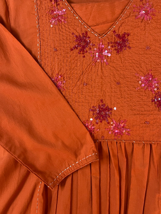 Orange Embroidered Suit Set