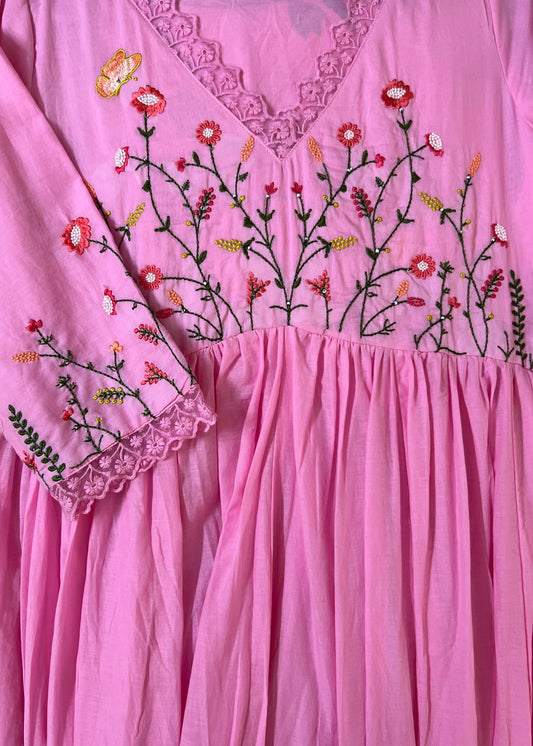 Baby Pink Yoke embroidered suit set