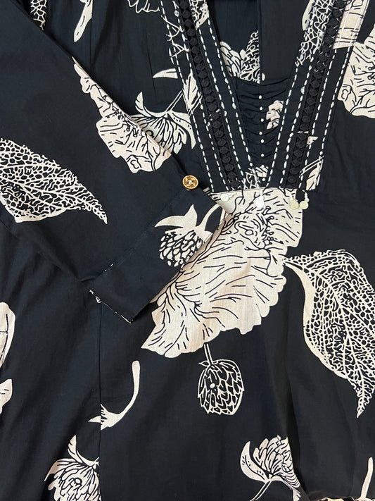 Black floral cord set