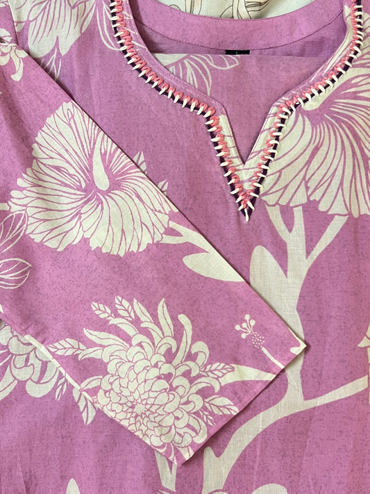 Pink and white floral suit set