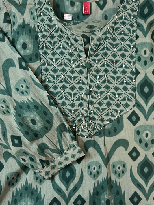 Green Ikkat suit set