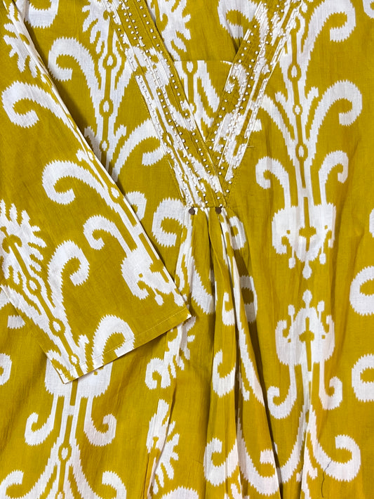 Yellow ikkat cord set