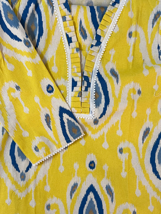 Yellow pleated collar cord set