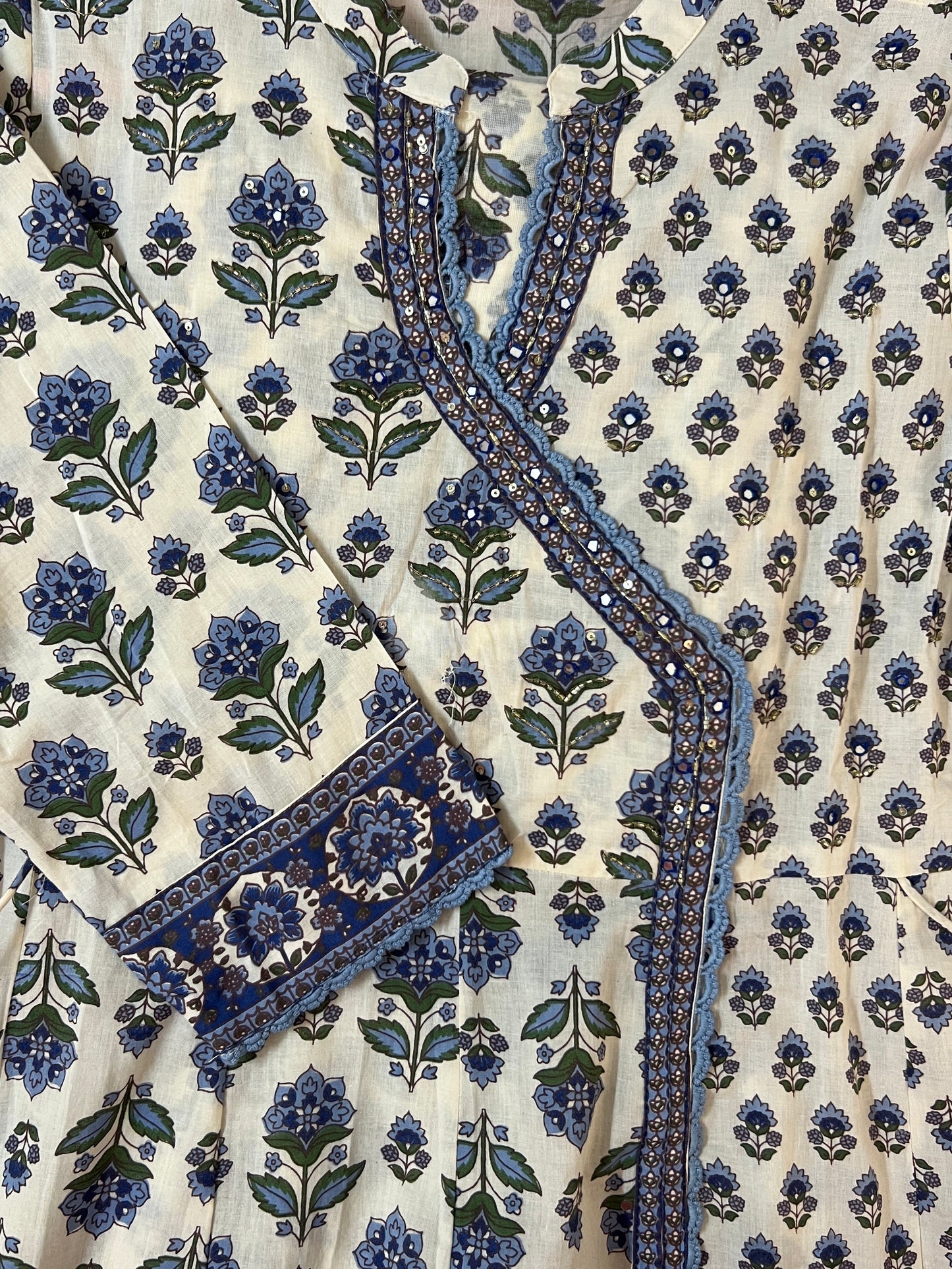 Blue mogra angrakha suit set