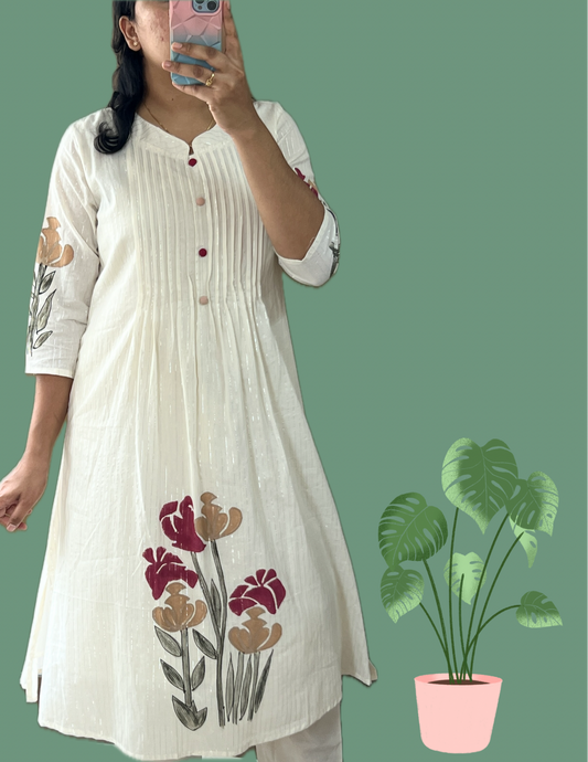 White pin tuck cord set