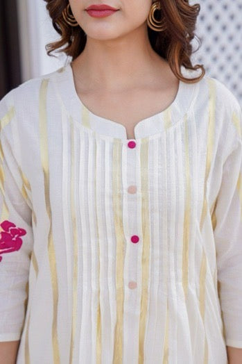 White pin tuck cord set