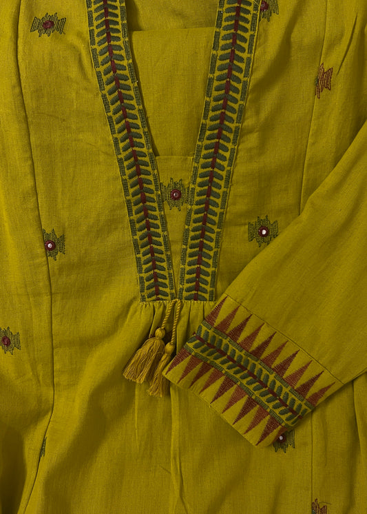 Mustard flex kurti and pant