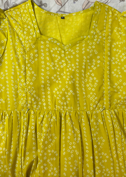 Yellow Bandhani Feeding maxi