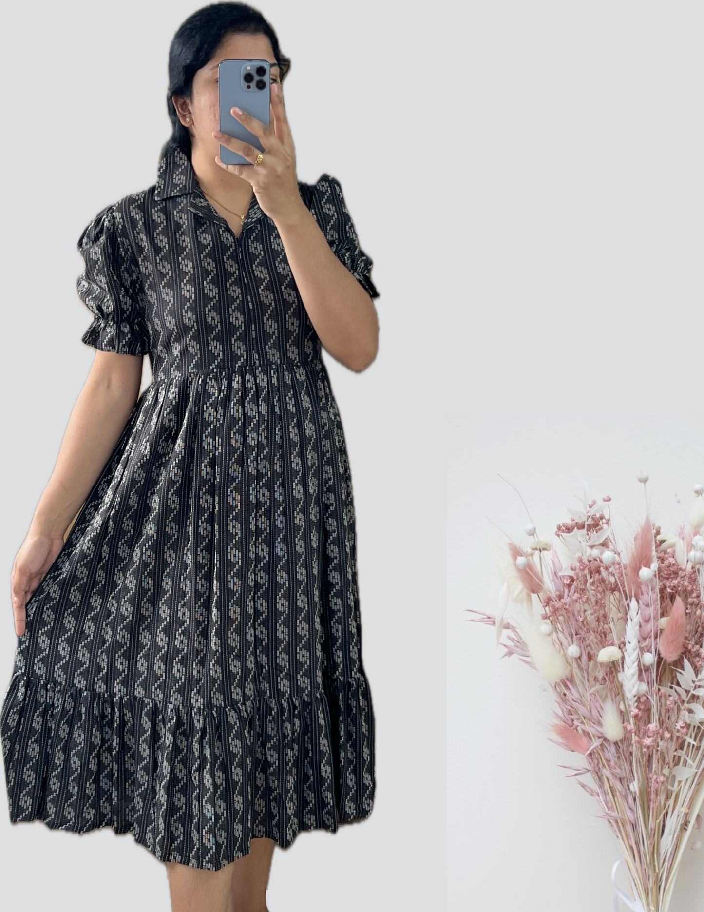 Black kantha feeding maxi