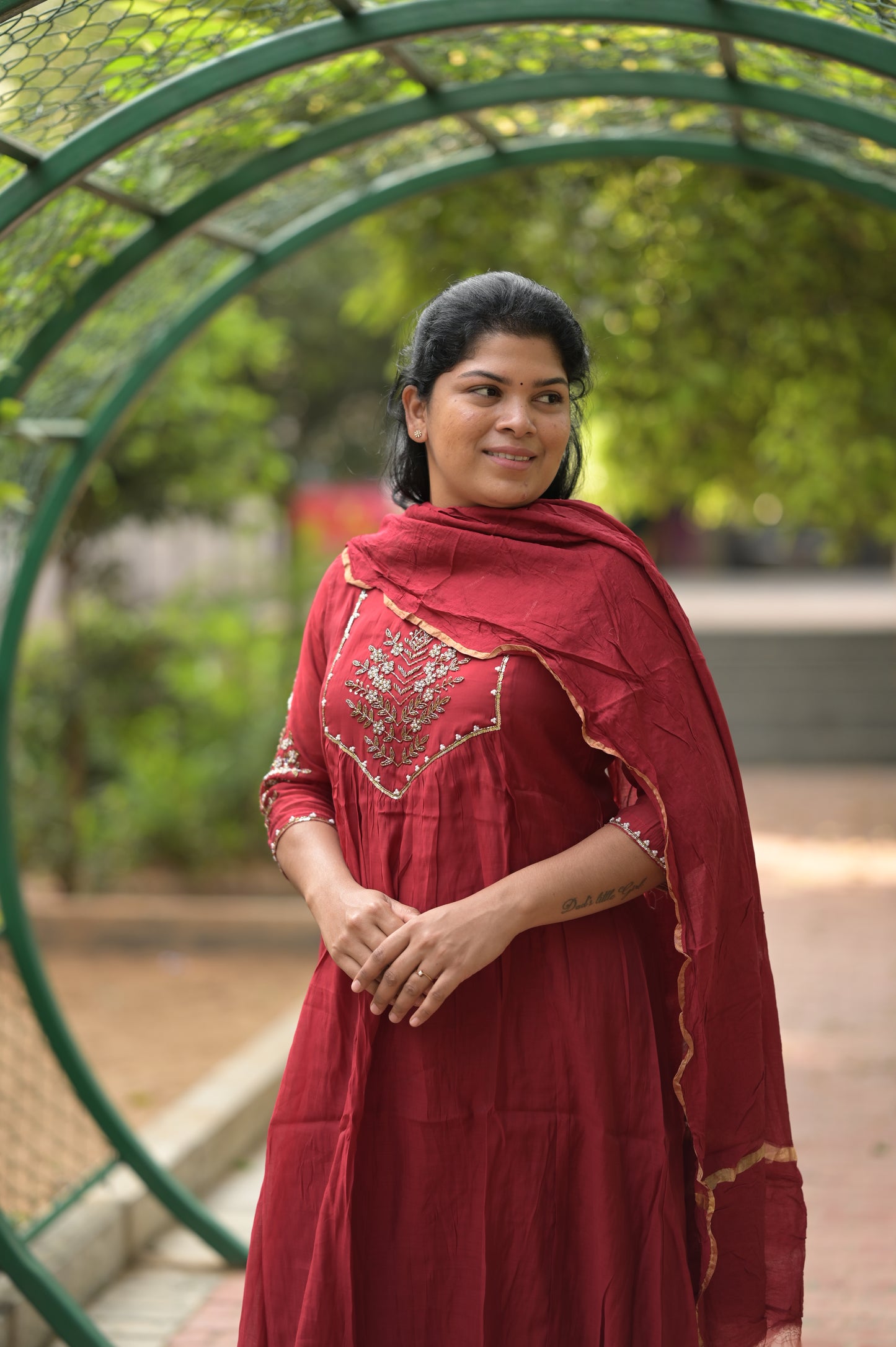 Maroon Sequins Mul Chanderi Suit Set