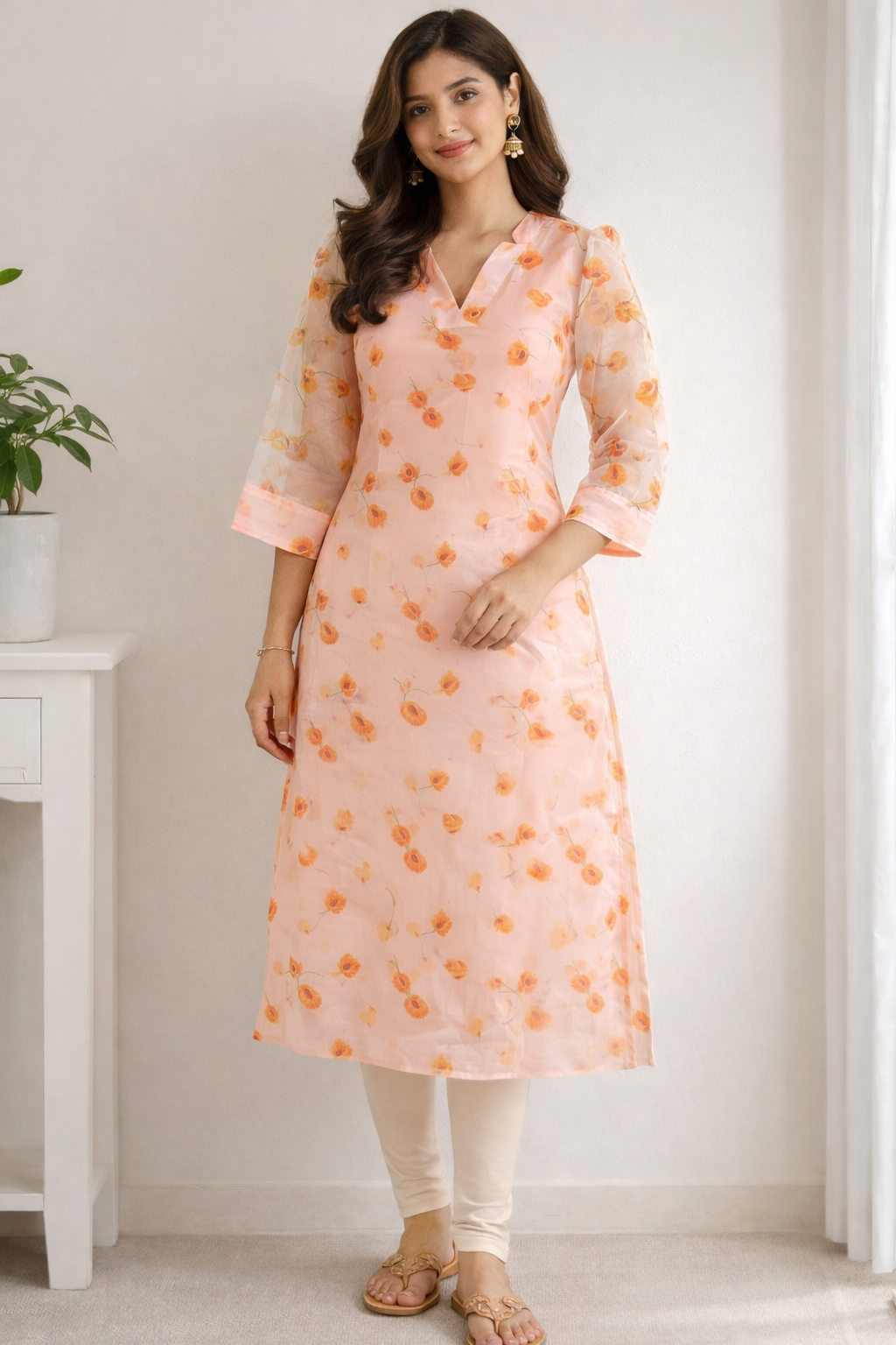 Peach Floral Kurti