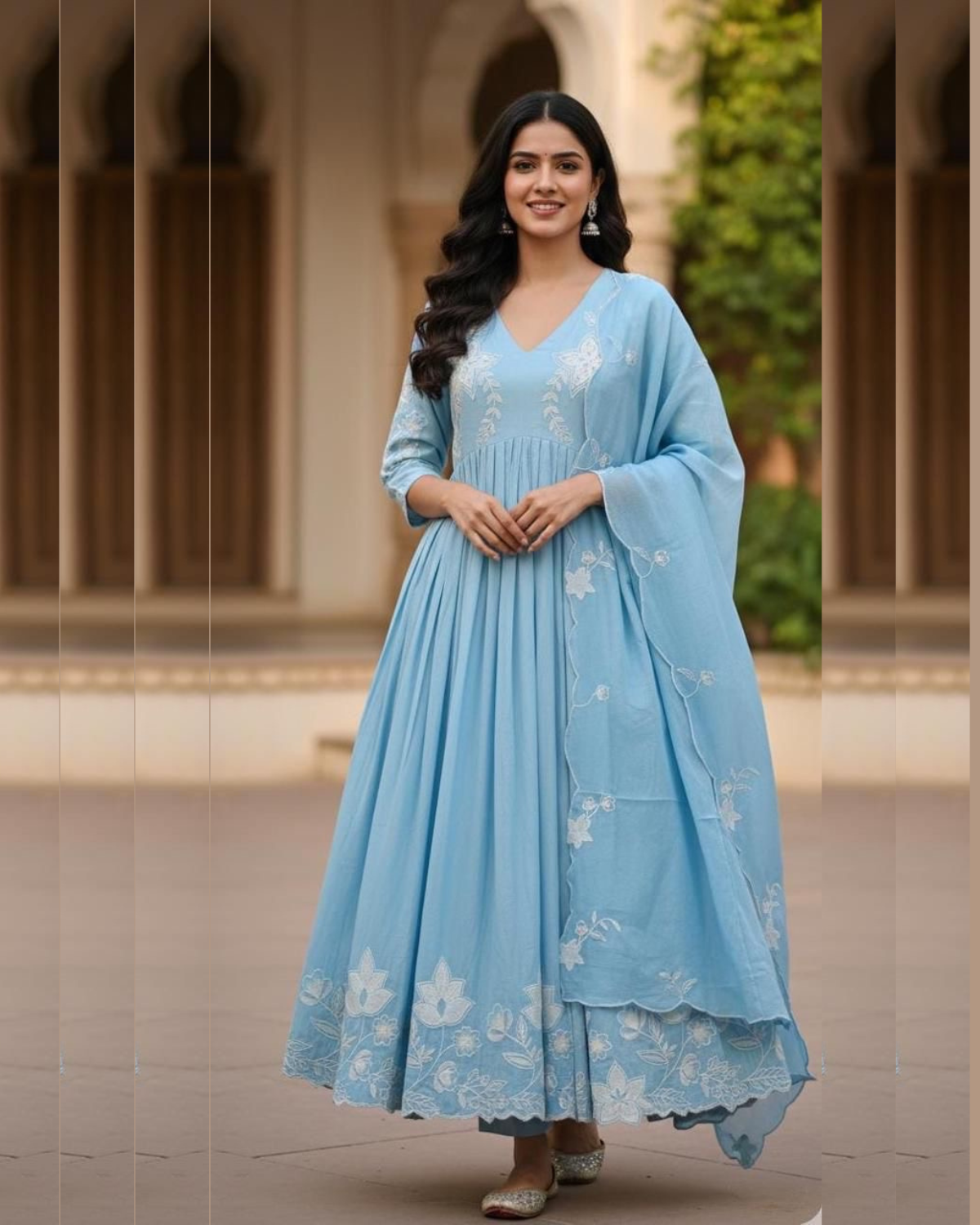 Powder Blue Embroidered Suit Set