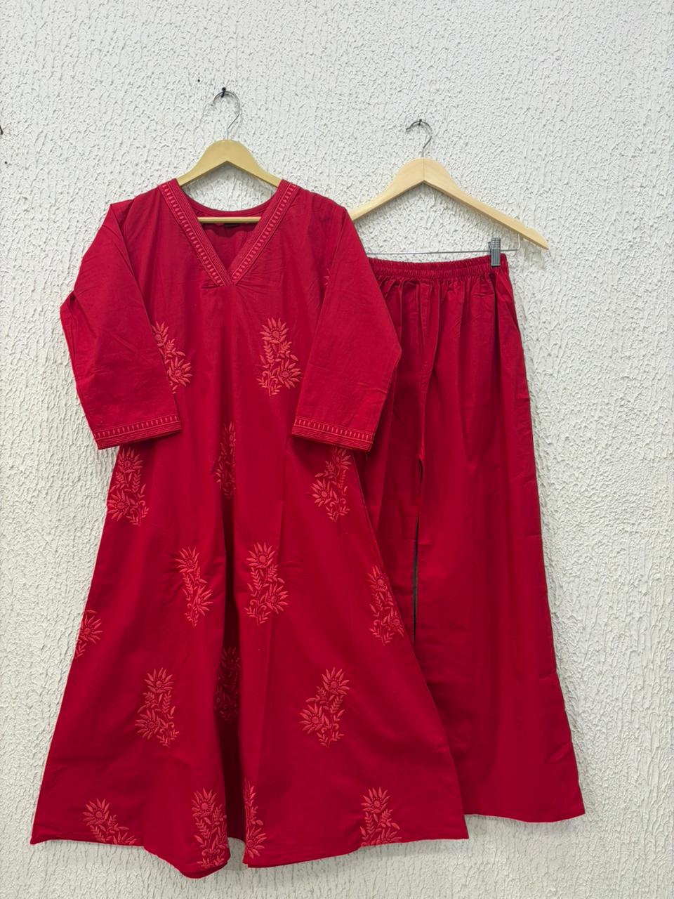 Red Leaf Kurti And Pants
