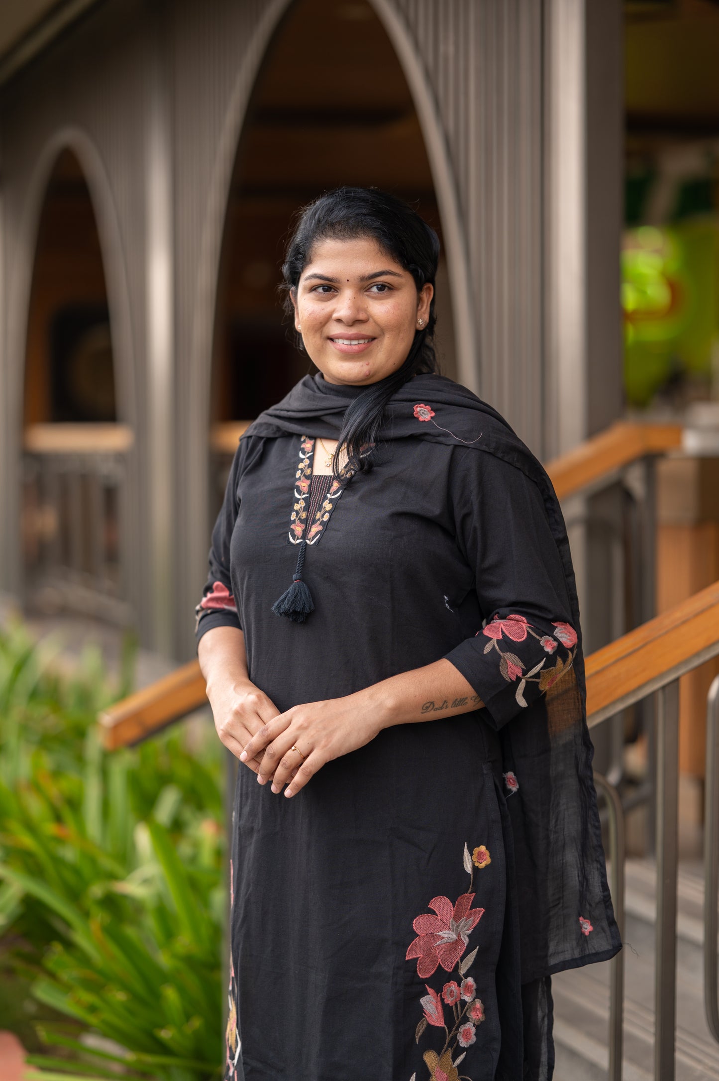 Black Floral Suit Set