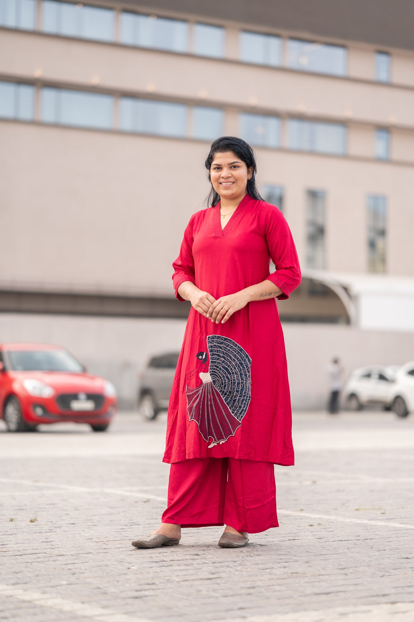 Pink Applique Cord Set