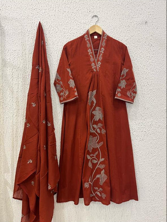 Rust Embroidered Suit Set
