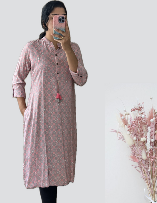 Baby Pink and Grey Rayon top