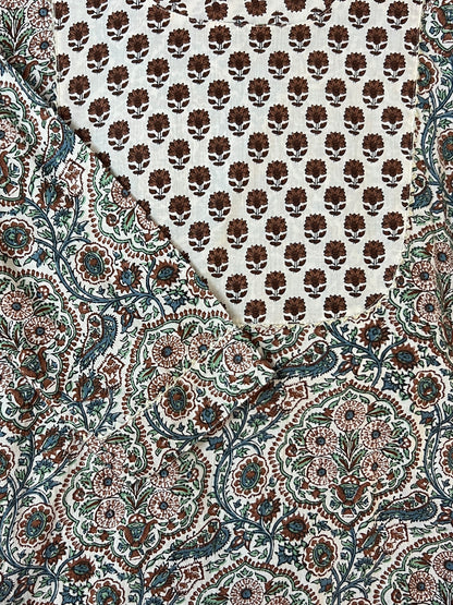 White and brown kurta pant set