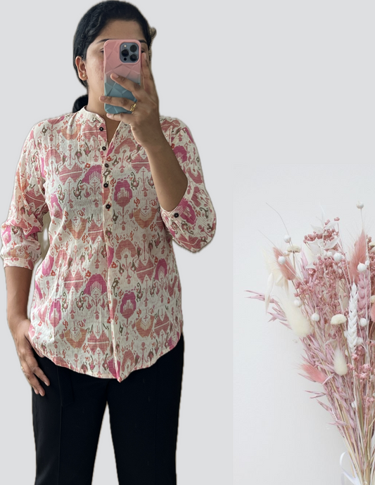 Offwhite Ikat short kurti