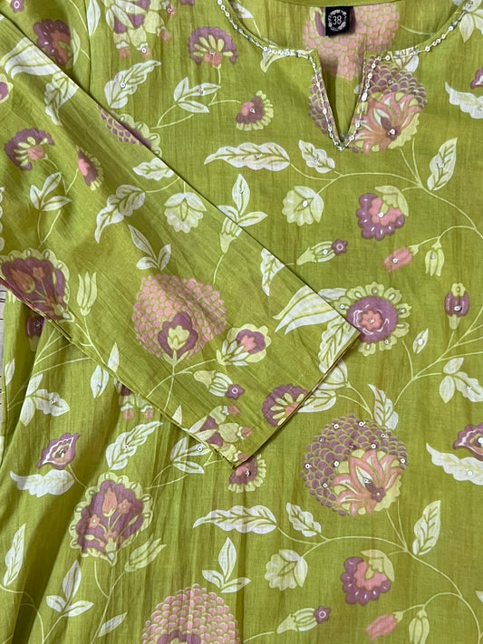 Parrot green kurti
