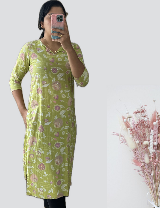 Parrot green kurti