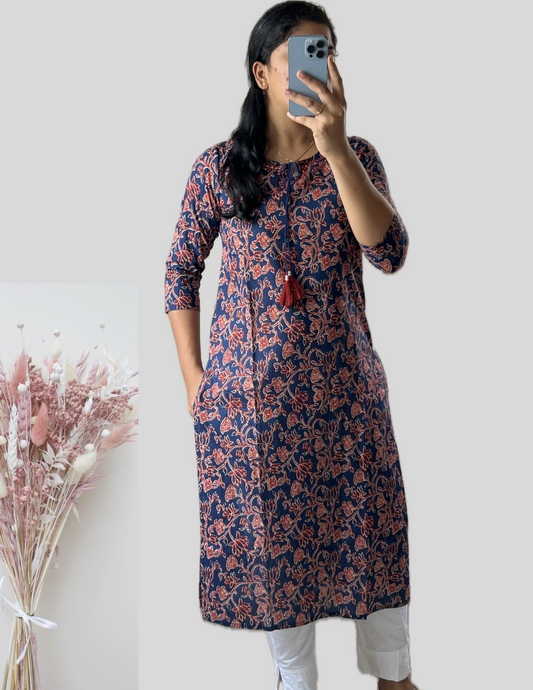 Blue tieup kurti