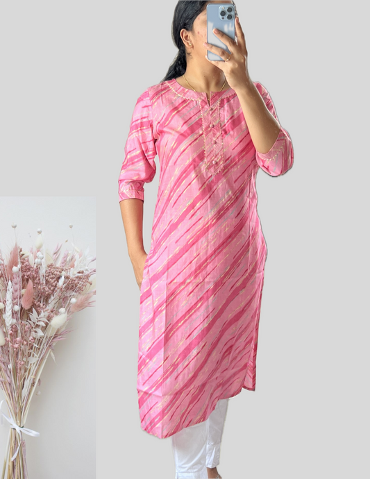 Pink striped kurti