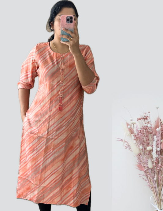 Orange striped kurti