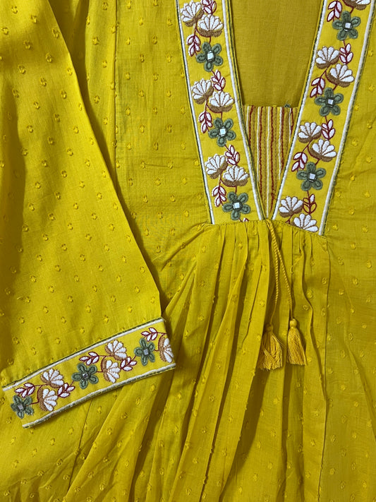 Yellow Embroidered dobby set