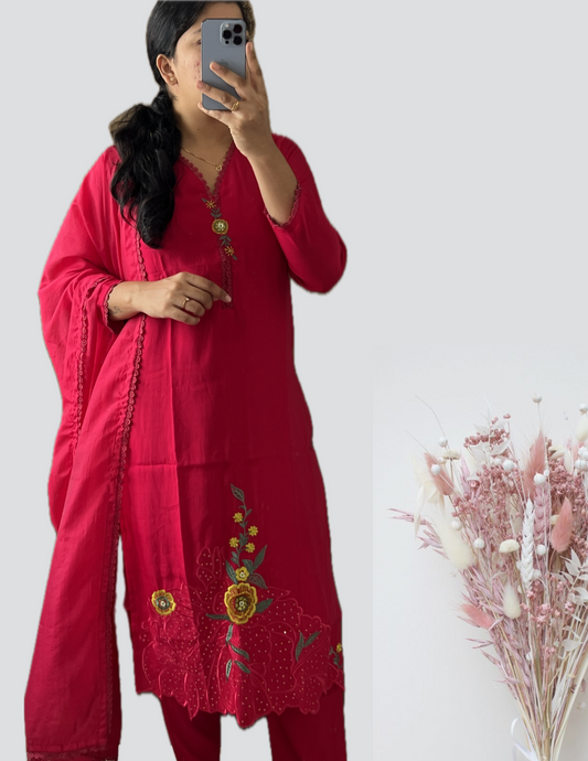 Rani Pink Embroidered Suit Set