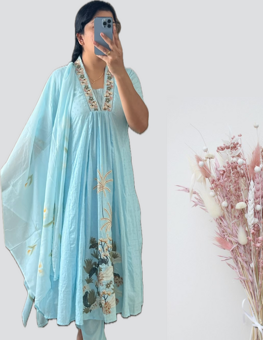 Powder Blue Dobby suit set